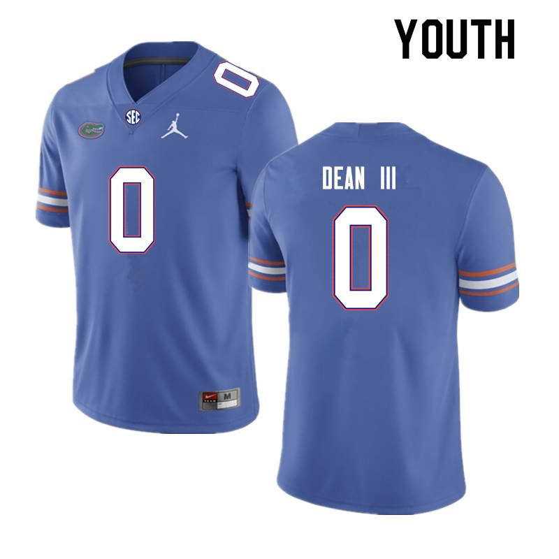 NCAA Florida Gators Trey Dean III Youth #0 Nike Royal Stitched Authentic College Football Jersey CAP8764UW